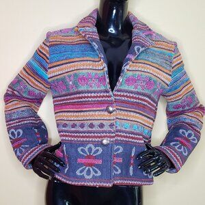 Bagatelle Vintage Boho Floral Brocade Tapestry Boxy Jacket Small